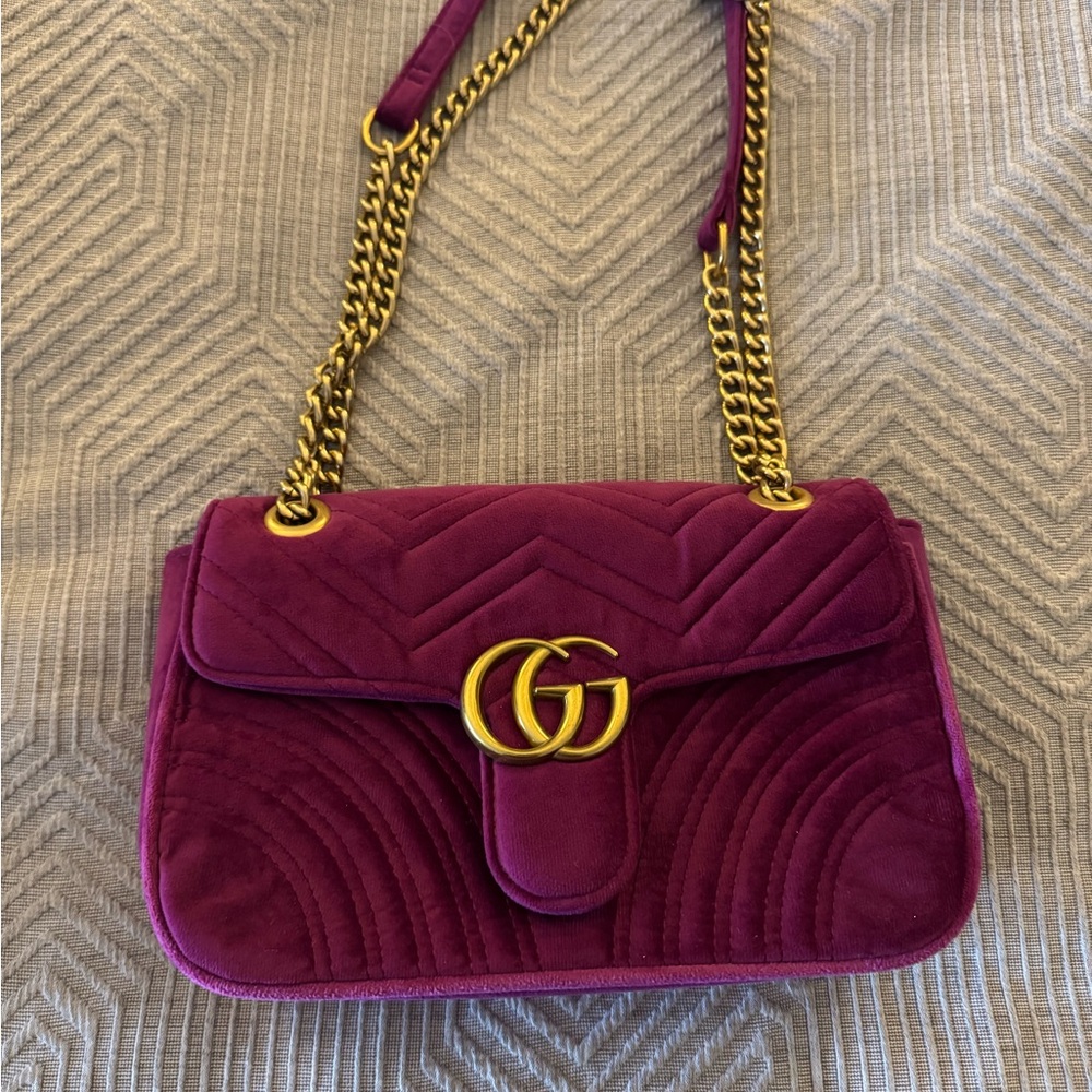 Gucci Velvet Shoulder Bag - Purple